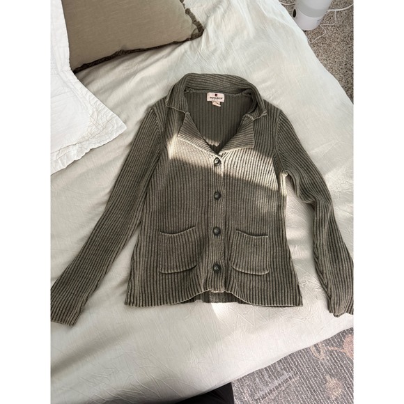 Woolrich Womens Olive Green Ribbed Knit Cardigan Sweater w/ Pockets Medium M - Picture 1 of 6